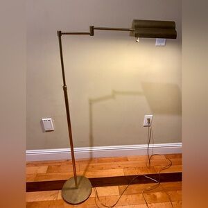 Vintage Mid Century Pharmacy Reading Brass Floor Lamp Adjustable Swing Arm ALSY